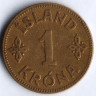 Монета 1 крона. 1929 год, Исландия. N-GJ.