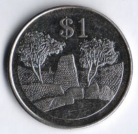 Монета 1 доллар. 2002 год, Зимбабве.