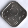 Монета 5 центов. 1976 год, Нидерландские Антильские острова.