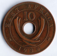 Монета 10 центов. 1934 год, Британская Восточная Африка.