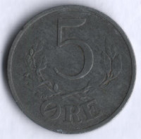 Монета 5 эре. 1943 год, Дания. N;S.