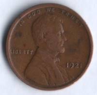 1 цент. 1921 год, США.