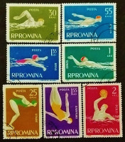 Набор почтовых марок (7 шт.). "Водные виды спорта". 1963 год, Румыния.