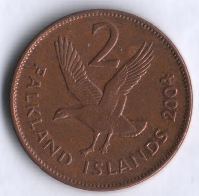 2 пенса. 2004 год, Фолклендские острова.
