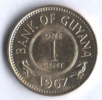 Монета 1 цент. 1967 год, Гайана.