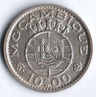 Монета 10 эскудо. 1952 год, Мозамбик (колония Португалии).