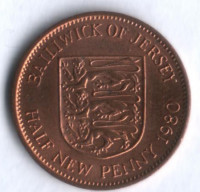 Монета 1/2 нового пенни. 1980 год, Джерси.