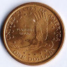 Монета 1 доллар. 2001(D) год, США. Сакагавея. Парящий орёл.