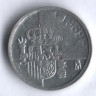 Монета 1 песета. 1989 год, Испания.