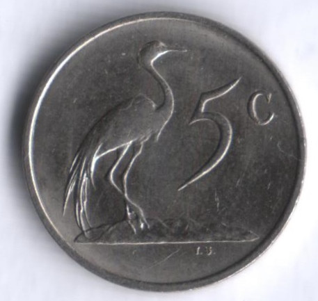 5 центов. 1987 год, ЮАР.