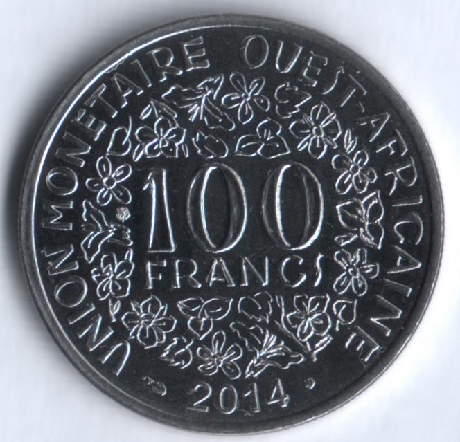 Монета 100 франков. 2014 год, Западно-Африканские Штаты.