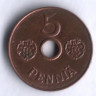 5 пенни. 1941 год, Финляндия.