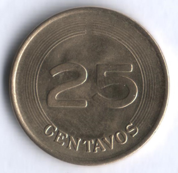 Монета 25 сентаво. 1979 год, Колумбия.