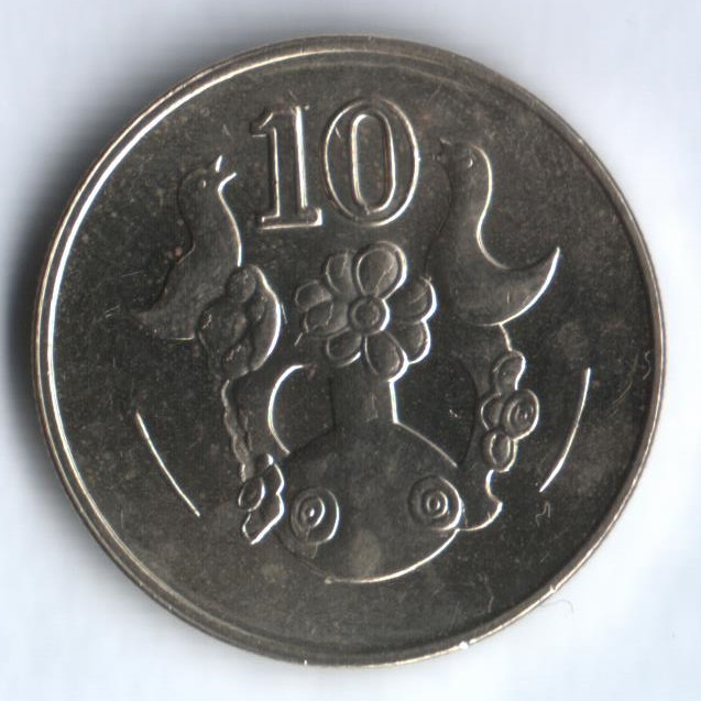 Монета 10 центов. 2004 год, Кипр.