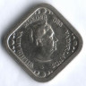 Монета 5 центов. 1948 год, Нидерланды. Королева Вильгельмина - мать нации.