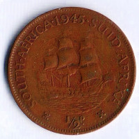 Монета 1/2 пенни. 1945 год, Южная Африка.