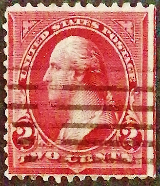 Почтовая марка (2 c.). "Джордж Вашингтон". 1898 год, США. Тип V.