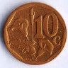 Монета 10 центов. 2005 год, ЮАР. Afrika Borwa.