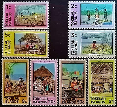 Набор марок (8 шт.). "Островная жизнь". 1976 год, Токелау. Набор марок (8 шт.). "Островная жизнь". 1976 год, Токелау.