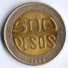 Монета 500 песо. 2009 год, Колумбия.