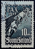 Почтовая марка (10 m.). "Парижский мирный договор". 1947 год, Финляндия.