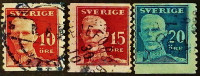 Набор почтовых марок (3 шт.). "Король Густав V". 1920 год, Швеция.