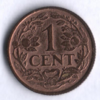 Монета 1 цент. 1920 год, Нидерланды.