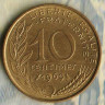 Монета 10 сантимов. 1969 год, Франция.