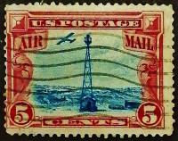 Почтовая марка (5 c.). "Авиапочта". 1928 год, США.