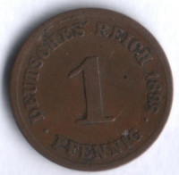 Монета 1 пфенниг. 1898 год (D), Германская империя.