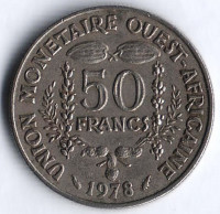 Монета 50 франков. 1978 год, Западно-Африканские Штаты.