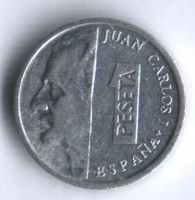 Монета 1 песета. 1990 год, Испания.