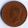 Монета 1/2 пенни. 1952 год, Новая Зеландия.