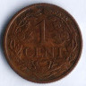 Монета 1 цент. 1957 год, Суринам.
