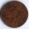 Монета 1 цент. 1957 год, Суринам.