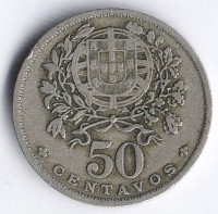 Монета 50 сентаво. 1940 год, Португалия.