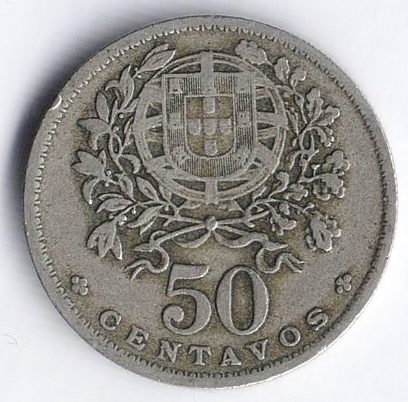 Монета 50 сентаво. 1940 год, Португалия.