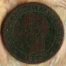 Монета 2 сантима. 1854(W) год, Франция.