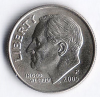 Монета 10 центов. 2005(P) год, США.