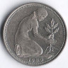 Монета 50 пфеннигов. 1989(D) год, ФРГ.