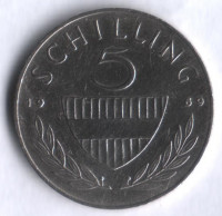 Монета 5 шиллингов. 1969 год, Австрия.
