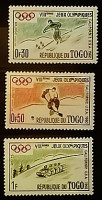 Набор почтовых марок  (3 шт.). "Зимние Олимпийские игры 1960 года - Скво-Вэлли". 1960 год, Того.