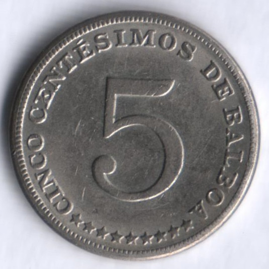 Монета 5 сентесимо. 1967 год, Панама.