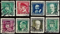 Набор почтовых марок (8 шт.). "Знаменитые чехи". 1935-1936 годы, Чехословакия.