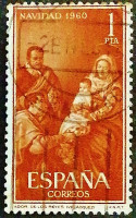 Почтовая марка. «Поклонение королей» - Диего Веласкес. 1960 год, Испания.
