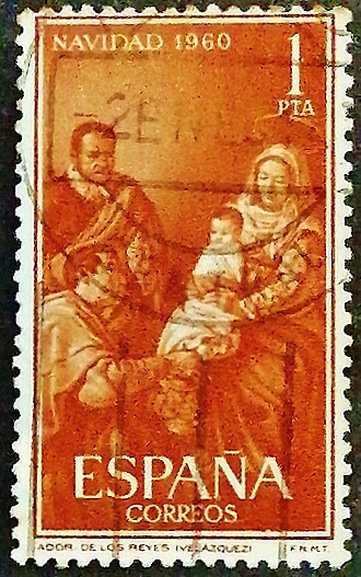 Почтовая марка. «Поклонение королей» - Диего Веласкес. 1960 год, Испания.