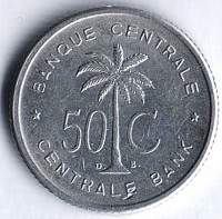 Монета 50 сантимов. 1954 год, Бельгийское Конго (Ruanda-Urundi).