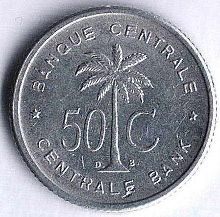 Монета 50 сантимов. 1954 год, Бельгийское Конго (Ruanda-Urundi).