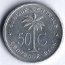 Монета 50 сантимов. 1954 год, Бельгийское Конго (Ruanda-Urundi).