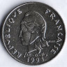 Монета 20 франков. 1991 год, Французская Полинезия.